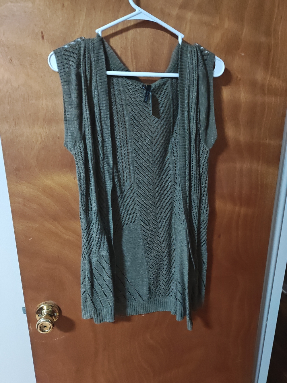 Soprano Open Front Knit Cardigan in Green XL